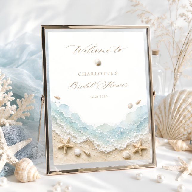 Seashells Coastal Bridal Shower Welcome Poster (Creator Uploaded)