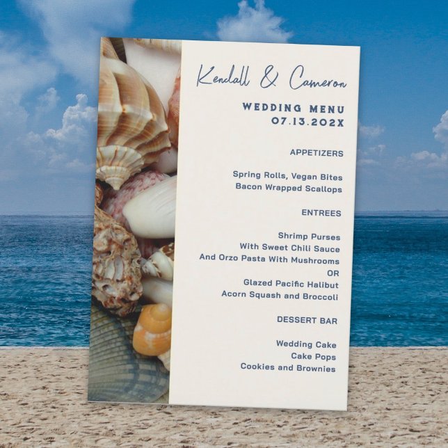 Seashells Coastal Wedding Menu Template (Creator Uploaded)