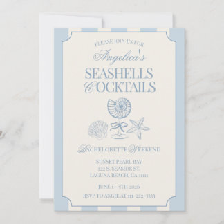 Seashells & Cocktails Bachelorette Itinerary and Invitation