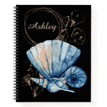 Seashells Custom Name Notebook