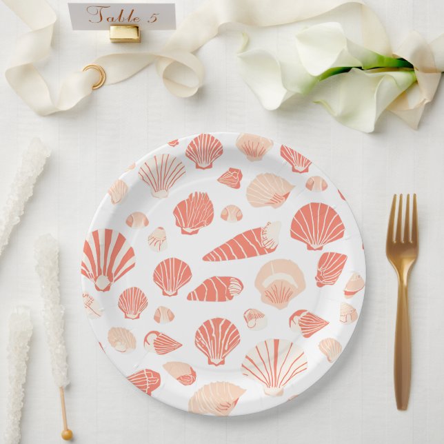 Seashells | Cute Ocean Beach Paper Plate (Wedding)