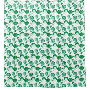 Seashells - emerald green on a white background shower curtain