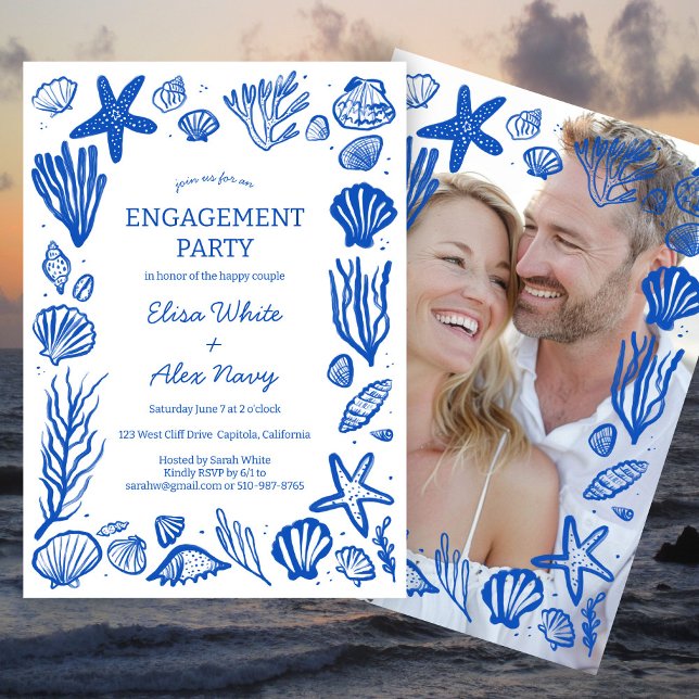 Seashells Frame Engagement Beach CUSTOM PHOTO Invitation (Seashells Frame Engagement Beach CUSTOM PHOTO Invitation
)