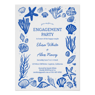 Seashells Frame Engagement Beach CUSTOM Poster