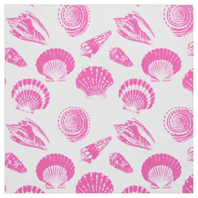 Seashells - Fuchsia pink and white Fabric (Swatch)