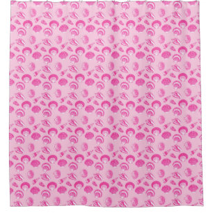 Seashells - Fuchsia pink and white Shower Curtain