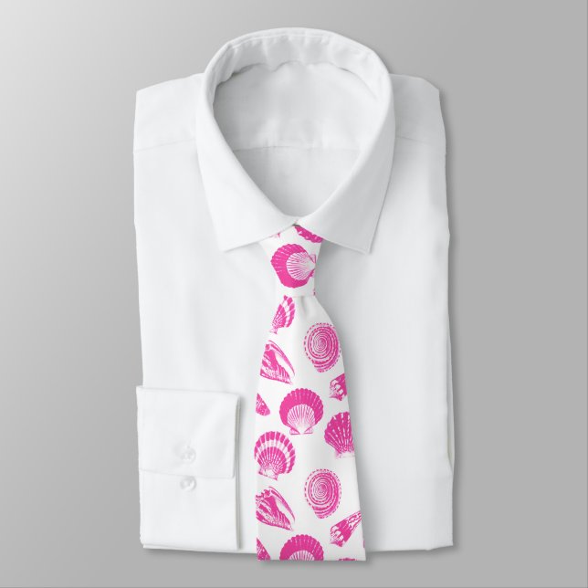 Seashells - Fuchsia pink and white Tie (Tied)