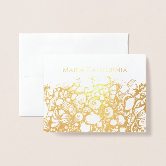 Seashells Gold Foil Card (Front With Envelope)