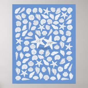Seashells Guest Book Poster - 100 Spaces