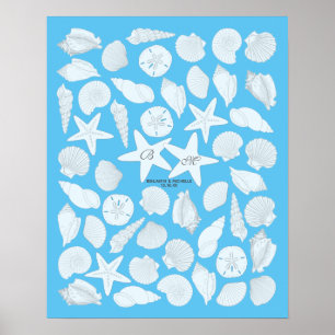 Seashells Guest Book Poster - 50 Spaces
