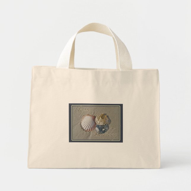 Seashells Happy Birthday Coordinating Items Mini Tote Bag (Front)