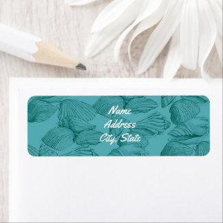 Seashells in Aqua Label