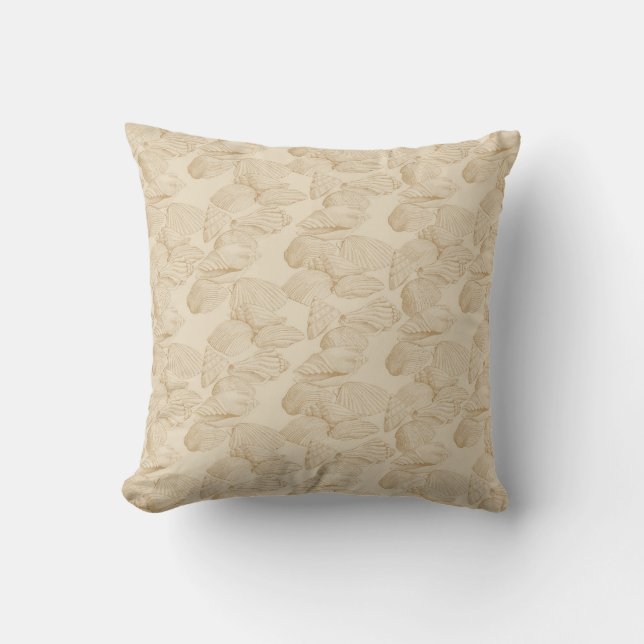 Seashells in Sand Throw Pillow (Front)