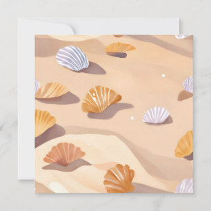 Seashells in the Sand Beach Ocean Watercolor Card