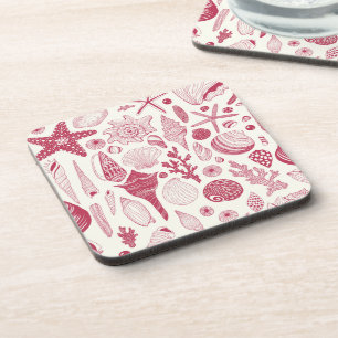 Seashells in Viva Magenta- Color of the Year 2023 Coaster
