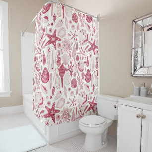 Seashells in Viva Magenta- Color of the Year 2023 Shower Curtain