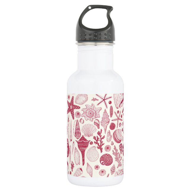 Seashells in Viva Magenta- Colour of the Year 2023 532 Ml Water Bottle (Front)