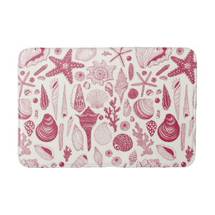Seashells in Viva Magenta- Colour of the Year 2023 Bath Mat