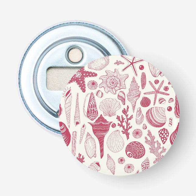 Seashells in Viva Magenta- Colour of the Year 2023 Bottle Opener (Front)