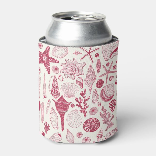 Seashells in Viva Magenta- Colour of the Year 2023 Can Cooler (Can Front)