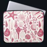 Seashells in Viva Magenta- Colour of the Year 2023 Laptop Sleeve<br><div class="desc">Hand-drawn vector pattern with sea shells</div>