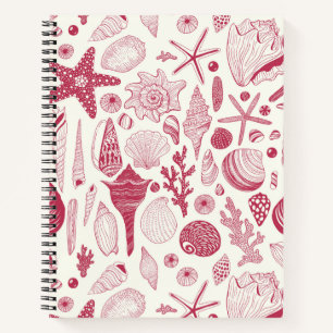 Seashells in Viva Magenta- Colour of the Year 2023 Notebook