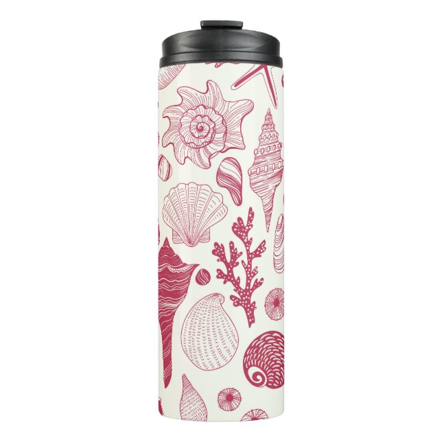 Seashells in Viva Magenta- Colour of the Year 2023 Thermal Tumbler (Front)
