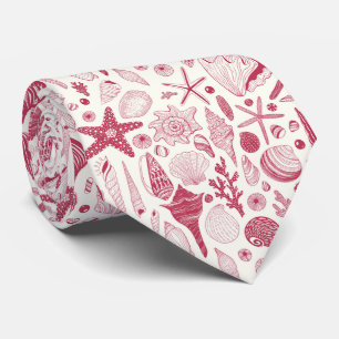 Seashells in Viva Magenta- Colour of the Year 2023 Tie