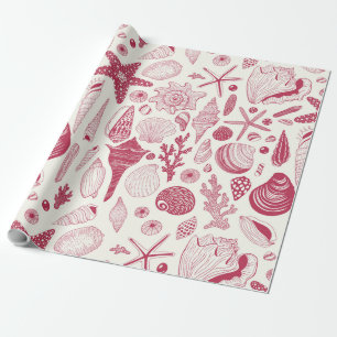 Seashells in Viva Magenta- Colour of the Year 2023 Wrapping Paper