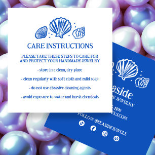 SEASHELLS Jewellery CARE INSTRUCTIONS Handmade Cra Square Business Card