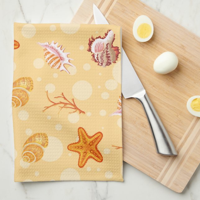 Seashells Kitchen Dish Towel (Quarter Fold)