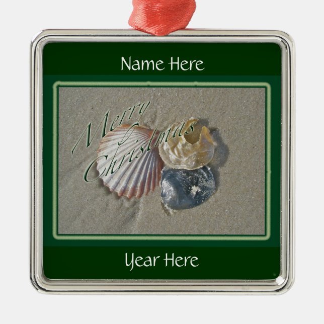 Seashells Merry Christmas Ornament (Front)