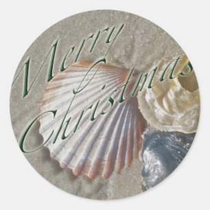 Seashells Merry Christmas Series Classic Round Sticker