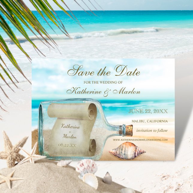 Seashells Message in a Bottle | Nautical Wedding Save The Date (Creator Uploaded)