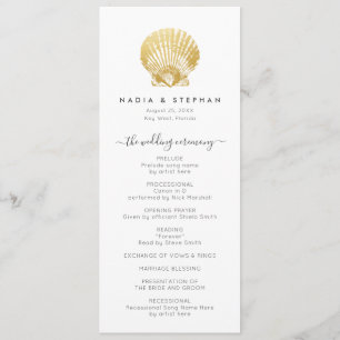 Seashells Nautical Beach Wedding Gold Modern Programme