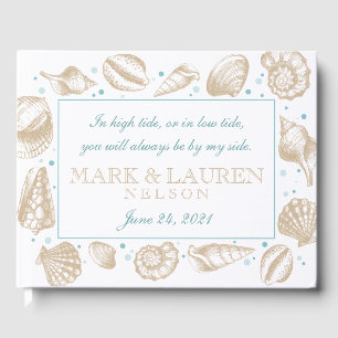 Seashells Nautical Beach Wedding Photo Guest Book