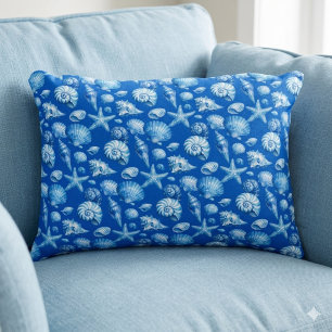 Seashells. Nautical. Blue cobalt.  Decorative Cushion