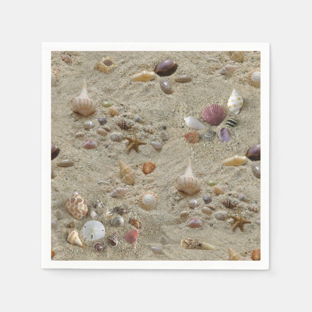Seashells Nestled in Beach Sand Napkin (Front)