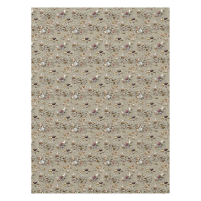 Seashells Nestled in Beach Sand Tablecloth (Front)