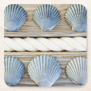 Seashells New York City Square Paper Coaster