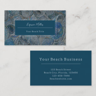 Seashells Ocean Beach Blue Metallic Modern Business Card