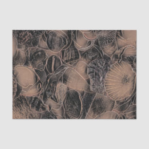 Seashells Ocean Beach Vintage Black Sepia Art Tissue Paper