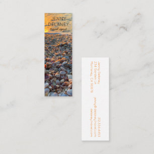 Seashells Ocean Beach Waves Sunset Photo Travel Mini Business Card
