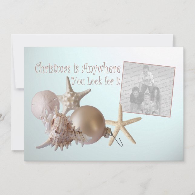 Seashells Ocean Christmas Photo Flat Card (Front)