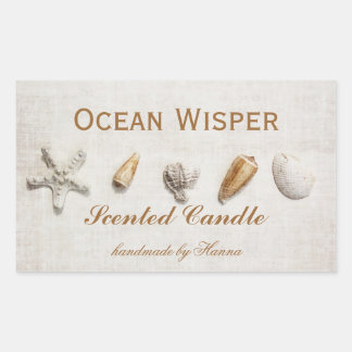Seashells - ocean wisper candle label