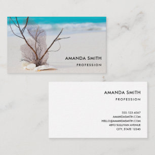 Seashells on a Sandy Beach Photo Business Card