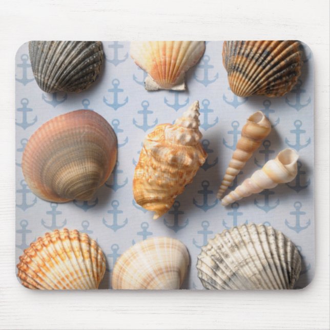 Seashells On Anchor Backdrop Mouse Mat (Front)