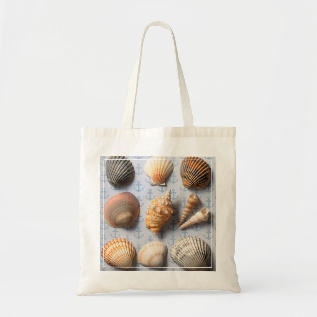Seashells On Anchor Backdrop Tote Bag (Front)