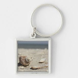 Seashells On Sand By The Sea Key Ring