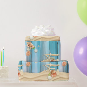 Seashells On Sand Wrapping Paper